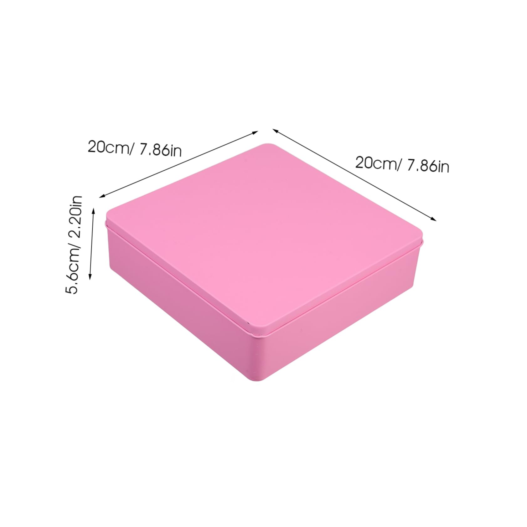 FONDOTIN Pink Cube Storage Bin Tin Lids Cookie Tins Large Metal Storage Box Decorative Tinplate Container for Home