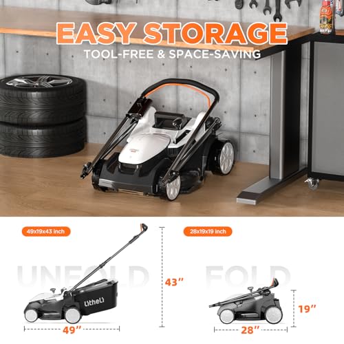 Litheli 40V (2 x 20V) 16" Electric Lawn Mower Cordless, Brushless Lawnmower with 6-Height Adjust, Portable & Lightweight Push Battery Powered Lawn Mower (2 * 4.0AH Batteries Included) - Image 4