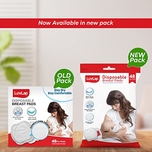 Image of Luvlap Baby Breast Milk Storage Bags (Pack of 50), Bpa Free Disposable Milk Freezer Bags for Breast Feeding, Transparent & Ultra Thin Honeycomb Nursing Breast Pads, 48Pcs, Disposable