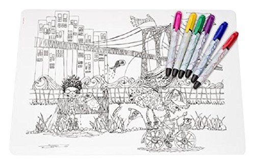 Modern-Twist Mark-Mat Set 100% Food-Grade Silicone, Waterproof and Reusable Color Sheet & 4 Dry Erase Markers for Kids – City Kidz