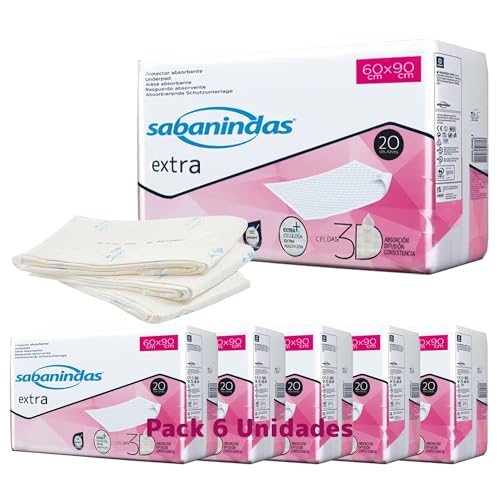 SABANINDAS - Protector de Cama Extra 60x90cm (20 Unidades) - Empapadores Desechables | Empapadores Geriátrico | Empapadores para Adultos | Empapadores Cama Adultos | Empapador Absorbente y Salvacamas