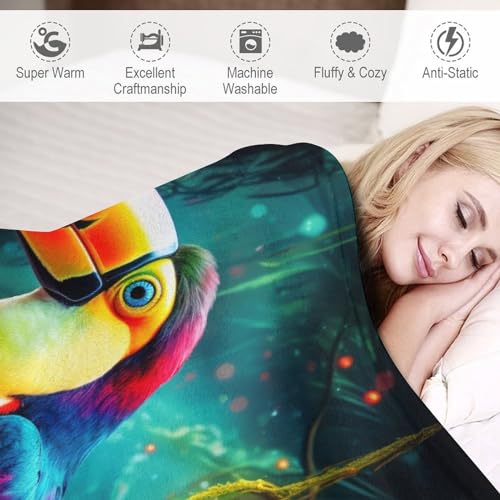 Couverture polaire toucans légère et thermorégulatrice pour lit douillet - 4