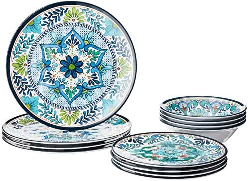 Certified International Talavera Melamine 12 pc Dinnerware Set, Service for 4, Multicolored