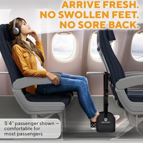 Portable Airplane Footrest for Travel - Comfortable Foot Hammock W/Memory Foam & Hardboard for Improved Blood Circulation, Swelling & Soreness Relief - Foot Rest for 1
