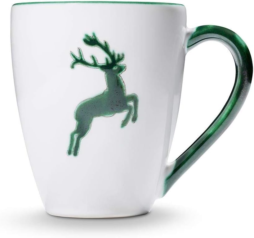 GMUNDNER KERAMIK Breakfast Cup Max Capacity: 0.3 Litres Green Deer Crockery Handmade in Austria