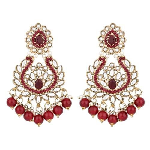 Image of I Jewels Gold Plated Traditional Kundan Pearl Drop Choker Necklace Jewellery With Earrings & Maang Tikka Set For Women /Girls