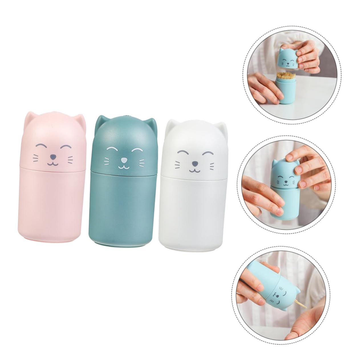 SMASOLO 3pcs Cartoon Toothpick Holders Fun Plastic Toothpick Boxes for Fruits Desserts Appetizers Creative Design Pearl Grapefruit for Home Use