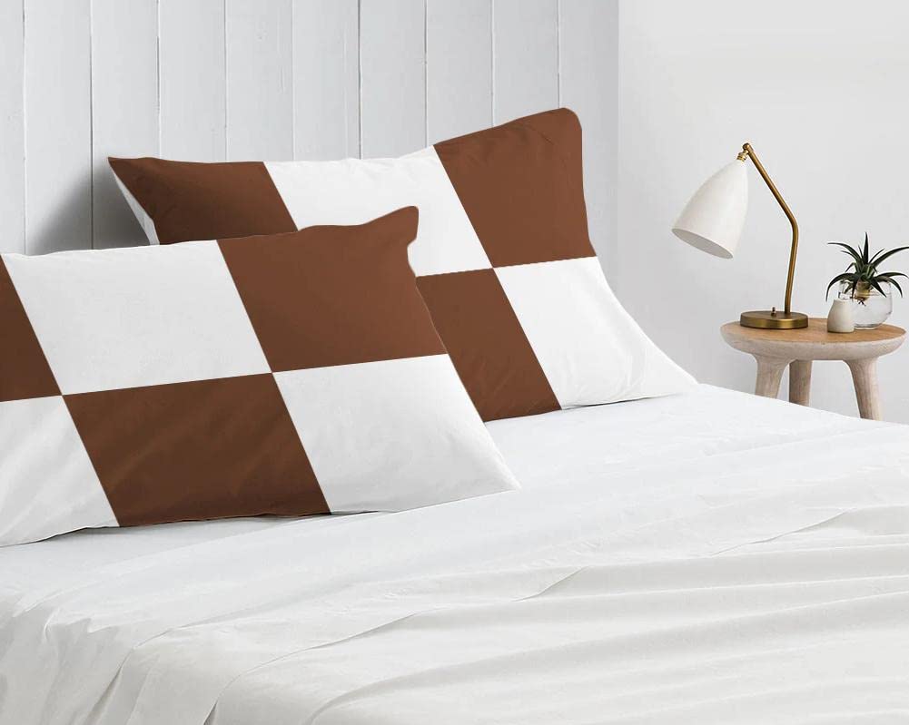 2 Piece Checks Design Pillow Cover Set - 100% Egyptian Cotton,400 Thread Count - Envelope Closure Checks Pillow Cover Set- Super Soft & Hotel Quality- - White/Chocolate Solid,King Size (20x36) (B0D87G98RW) Amazon Price History, Amazon Price Tracker