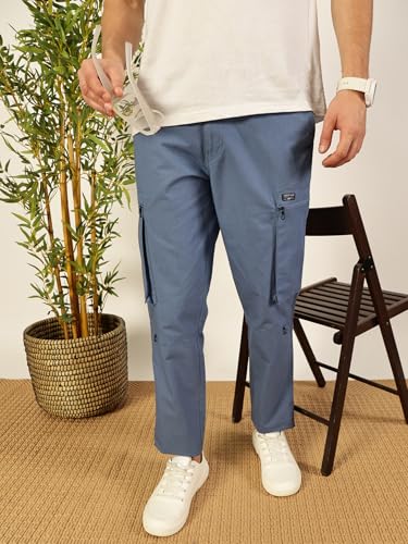 Image of Thomas Scott Men's | Solid | Light Weight | Breathable Fabric | 2 Zipper Pockets | Mid Rise | Regular Fit | Cotton Blend | Button Waist | Chino Trouser | Pants
