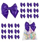 LiBongTa 4 Inch Purple Gift Bow Satin Ribbon Bows for Crafts, Pre-Tied Bows, Twist Tie Bow for Tr...