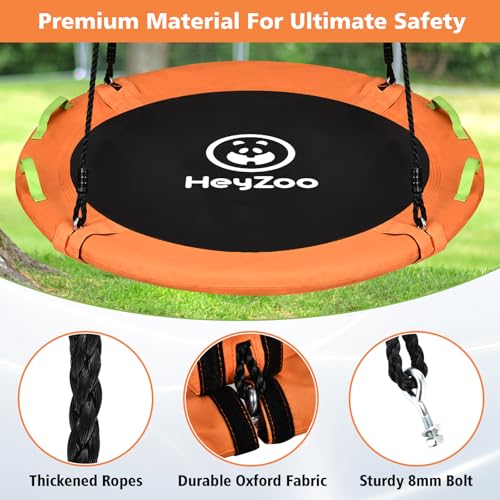 Image of 48 inch Tree Swing, Larger Saucer Flying Swing for Whole Family, 900lbs Weight Capacity, with Adjustable Hanging Straps, for Outdoor Playground, Orange
