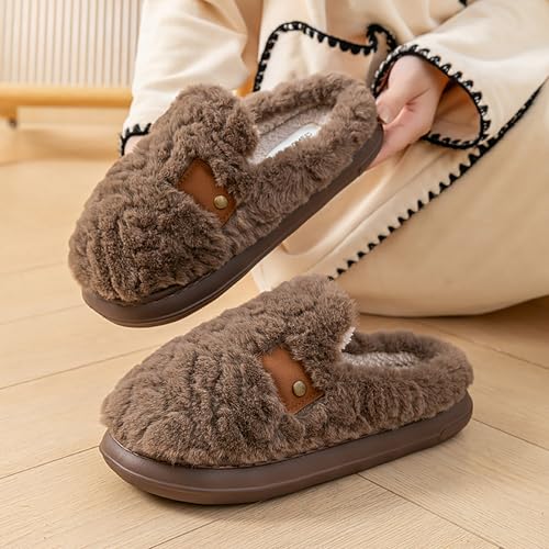 Fuzzy Slippers for Women Men Comfortable Soft Plush Warm Home Fluffy Cotton Slipper Women's Closed-Toe Slip On Cozy Shoes Indoor Bedroom House Slippers Winter Non-Slip Couple Slides2