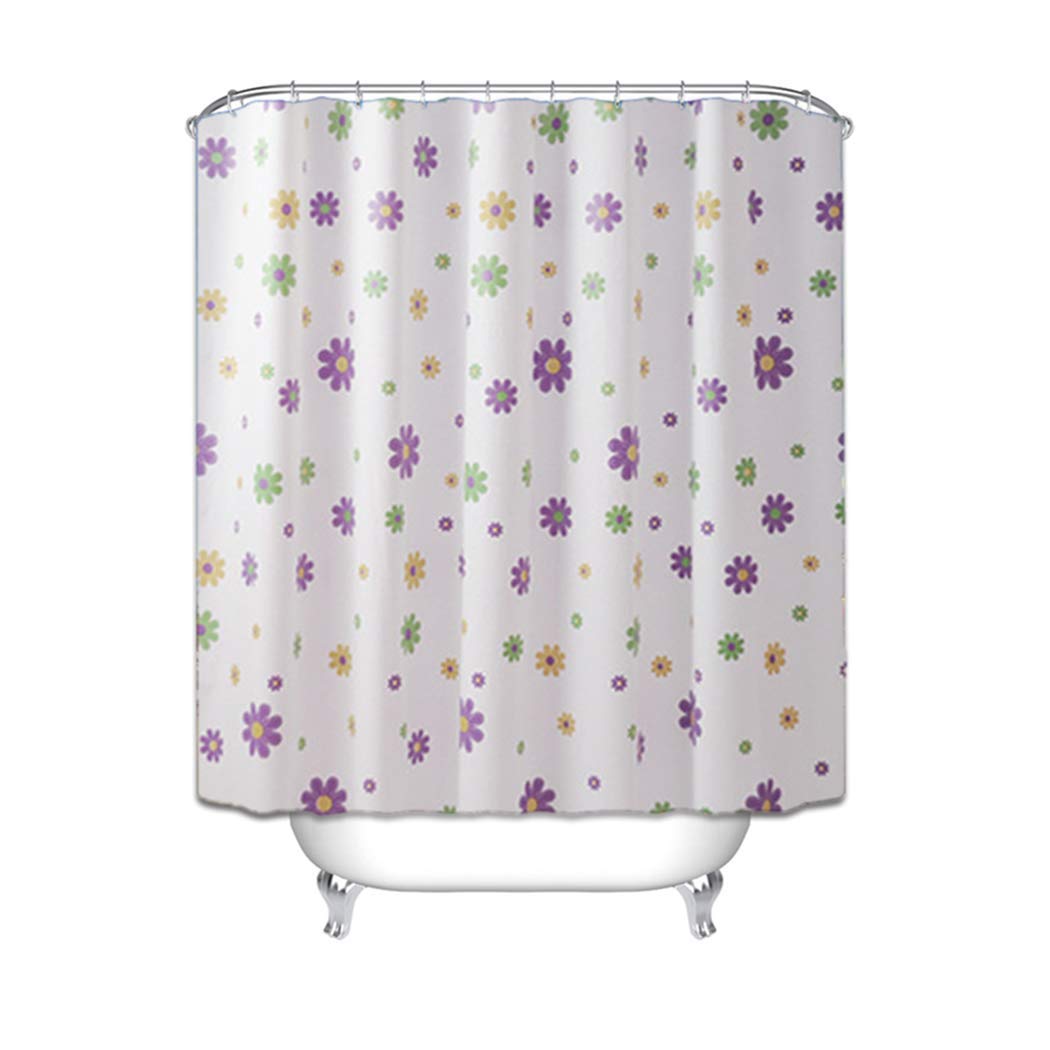 maiqu1983 Colored Flowers PEVA Shower Curtain Waterproof Bathroom Shower Room Bathtub Hooking Pothook (240 X 200cm / 94" W X 78" H)