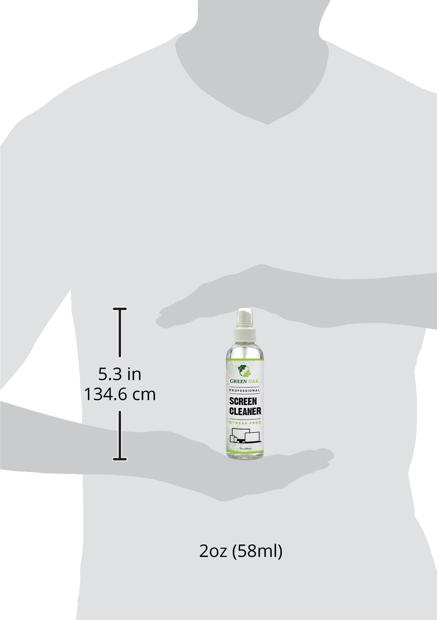 Screen Cleaner – Green Oak Screen Cleaner Spray for LCD, LED, TVs, Laptops, Tablets, Monitors, Phones, and Other Electronic Screens - Gently Cleans Fingerprints, Dust, Oil (2oz Travel)