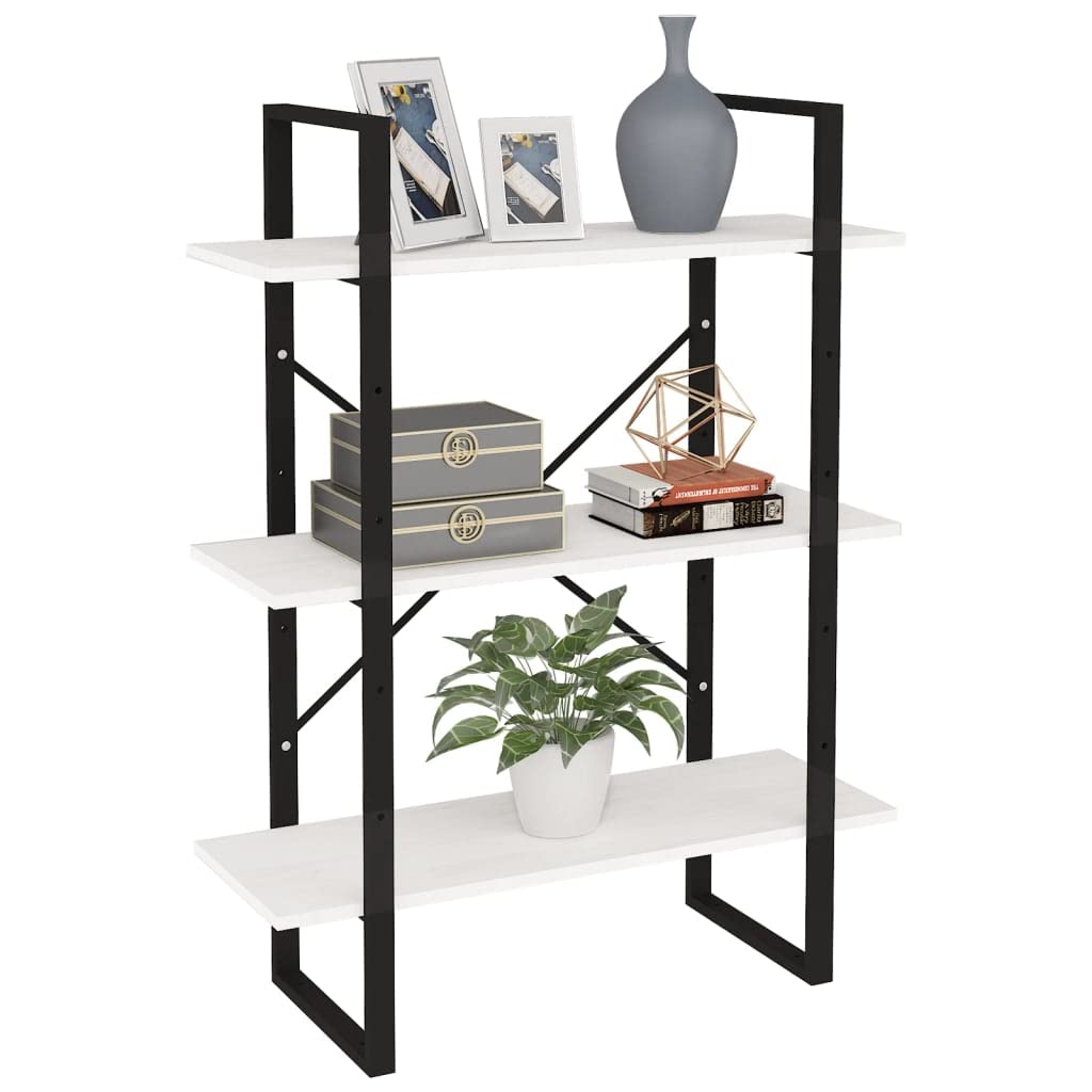 Bücherregal Weiß 80x30x105 cm aus Massivholz Kiefer, Regal mit 3 Fächern für Deko und Aufbewahrung, pflegeleicht mit feuchtem Tuch