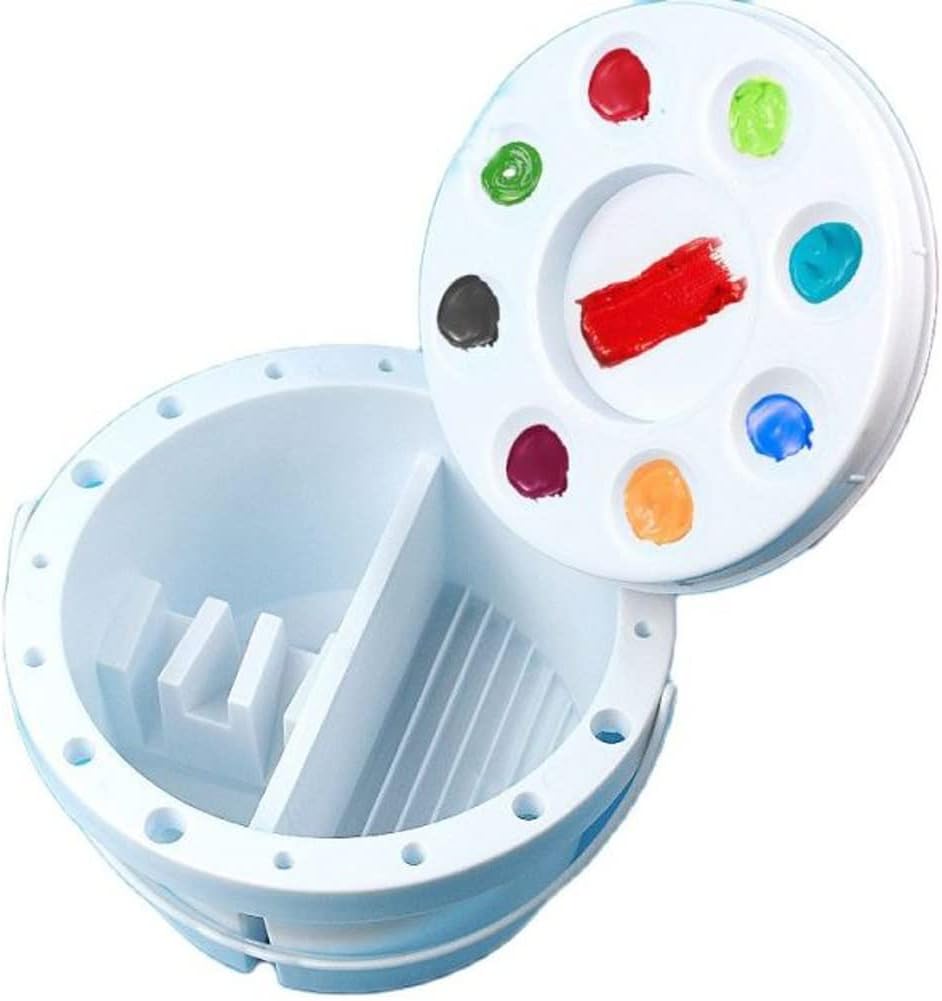 Multifunctional Three-piece Pen Wash Bucket Portable with Palette Gouache Watercolor Acrylic Oil Painting