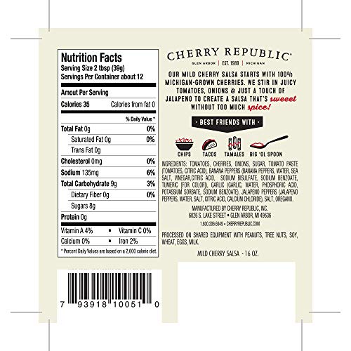 Cherry Republic Mild Cherry Salsa - Chunky Sweet & Low Heat Flavor Sauce (16 Oz Jar) #TOP2