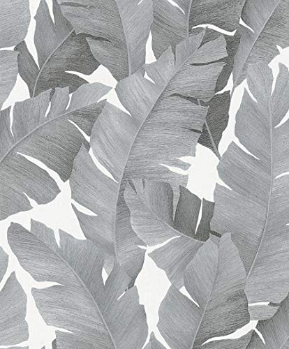 marburg Papier Peint Noir, Argent Moderne, Naturelle Florale, Feuilles, Plante pour Chambre à Coucher, Salon ou Cuisine Made in Germany 10,05 x 0,53m Avalon 31624