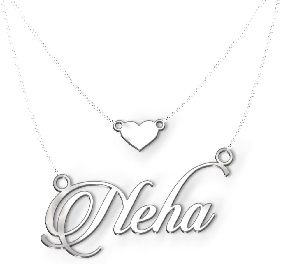 DREAMRAXNeha Cursive Gold & Silver Name Pendant Necklace, Best Jewelry Gift for Girls.