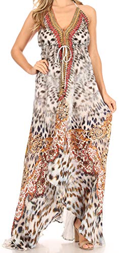 Image of Sakkas Lizi Womens Maxi High-Low Halter Handkerchief Long Dress Beach Party