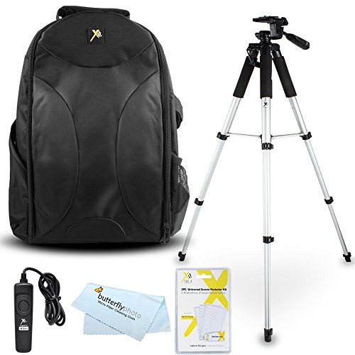 Tripod Accessory Bundle Kit for Nikon Df, D5300, D3300, D5200 D3200 D3100 D5100 D7100 D600 D610 Digital SLR Camera Includes 57 Inch Pro Tripod + Remote Shutter Release + Deluxe Backpack Case + More
