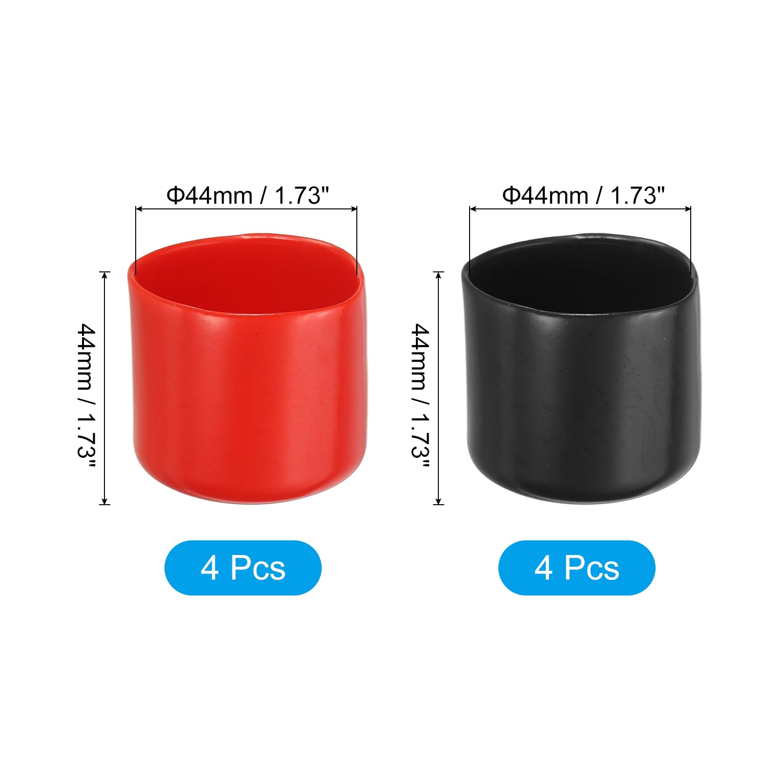 PATIKIL 44 mm Round Rubber End Caps, 8 Pack Vinyl Bolt Cover Caps Flexible Screw Thread Protectors for Metal Tubing Rod Bolts Black-Red - Image 2