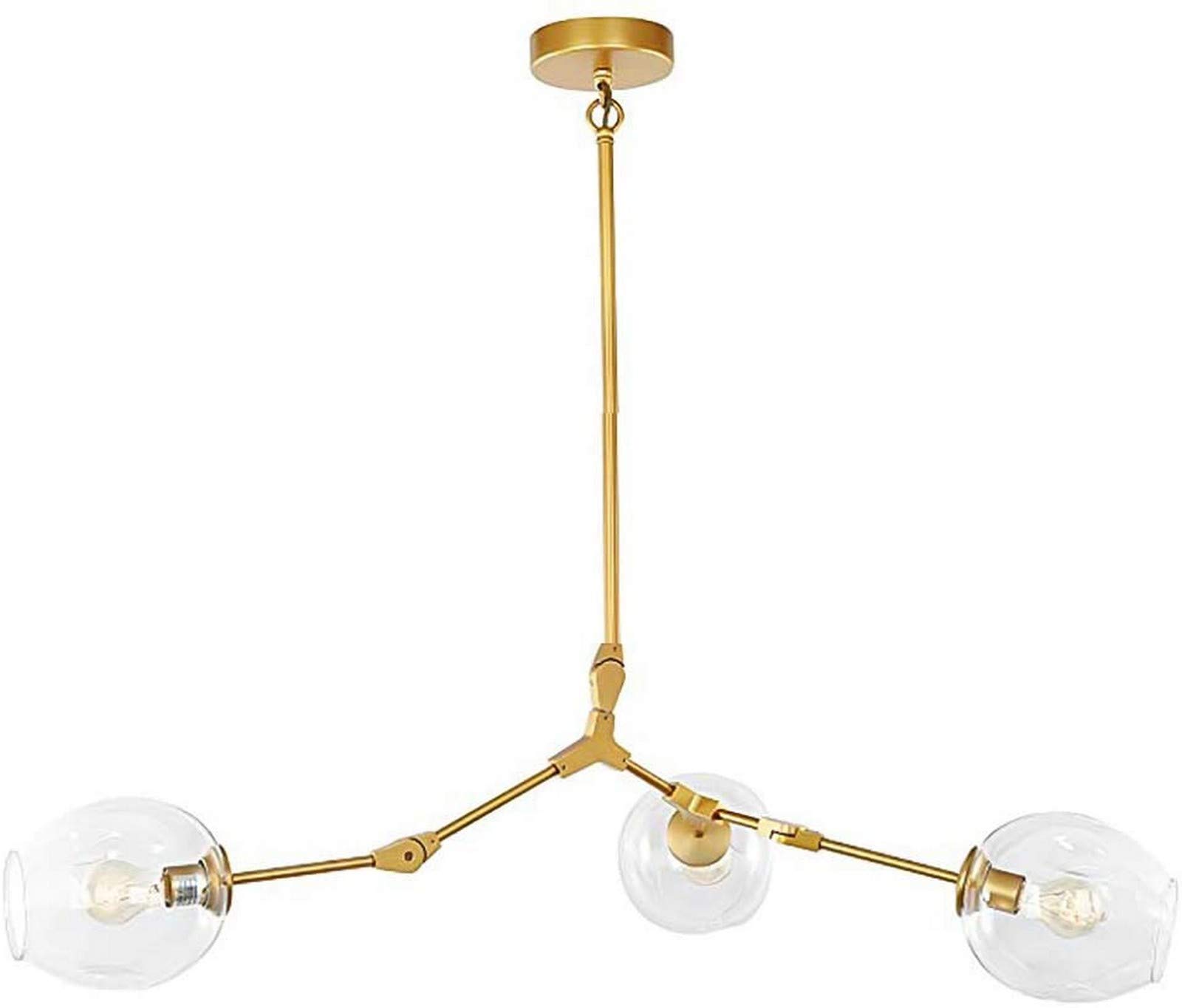 KXEcoLife Chandelier Ceiling Light Modern E27 Mid Century Handblown Glass Lamp For Dining Room Kitchen Branches During Lighting-Clear lampshade 3 head Home Decor
