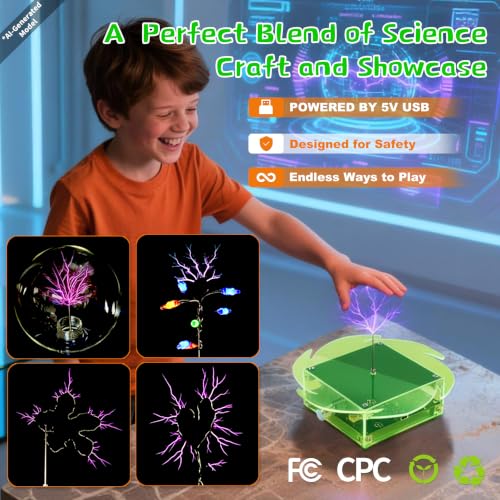 eUda+ STEM Tesla Lightning Kit for Kids&Adults Science Kits for Kids Age 12-14 Build Your Tesla Coil Kit Stem Kits for Kids Age 14-16 Soldering Practice Kit for Beginners 12+ (Soldering Version, RFG) — view 5