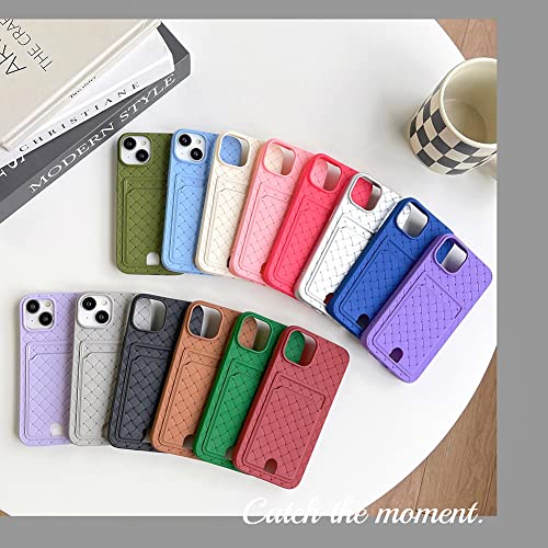 Image of for iPhone Case Cute 3D Weave Leather Texture Card Holder Design Easy Push Out Soft TPU Silicone Camera Screen Protect Bumper for Women Girls Slim Shockproof (Rose Red,iPhone X XS)