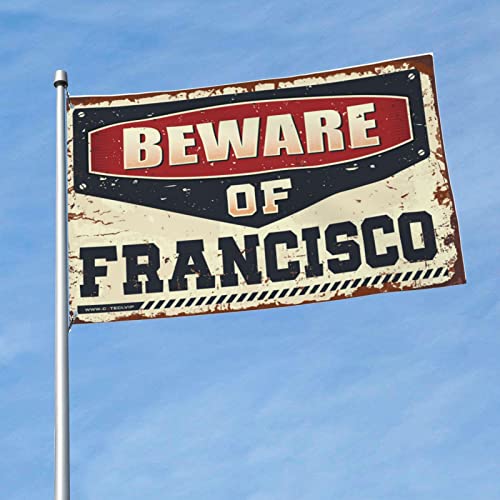 Décoration amusante de chambre fille avec le grand drapeau 152x244 cm « Beware of Francisco »