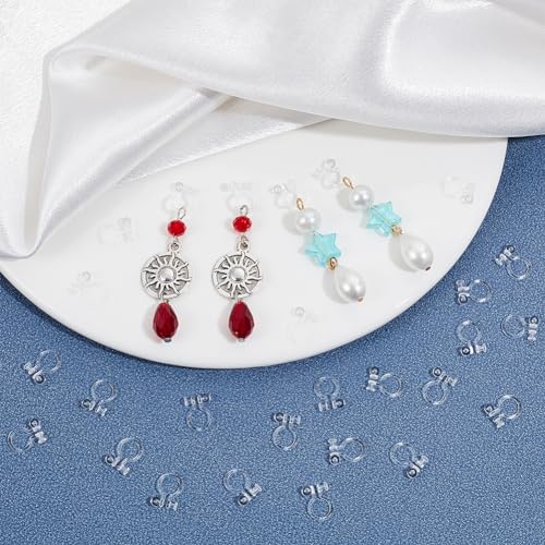 SOFPLATE 1 Box 200Pcs Plastic Clip on Earring Converter Clear Clip Earrings Findings Transparent U Type Ear Accessories Painless Non Pierced for Jewellery Making Supplies Craft Beginner Adult Women - Image 4