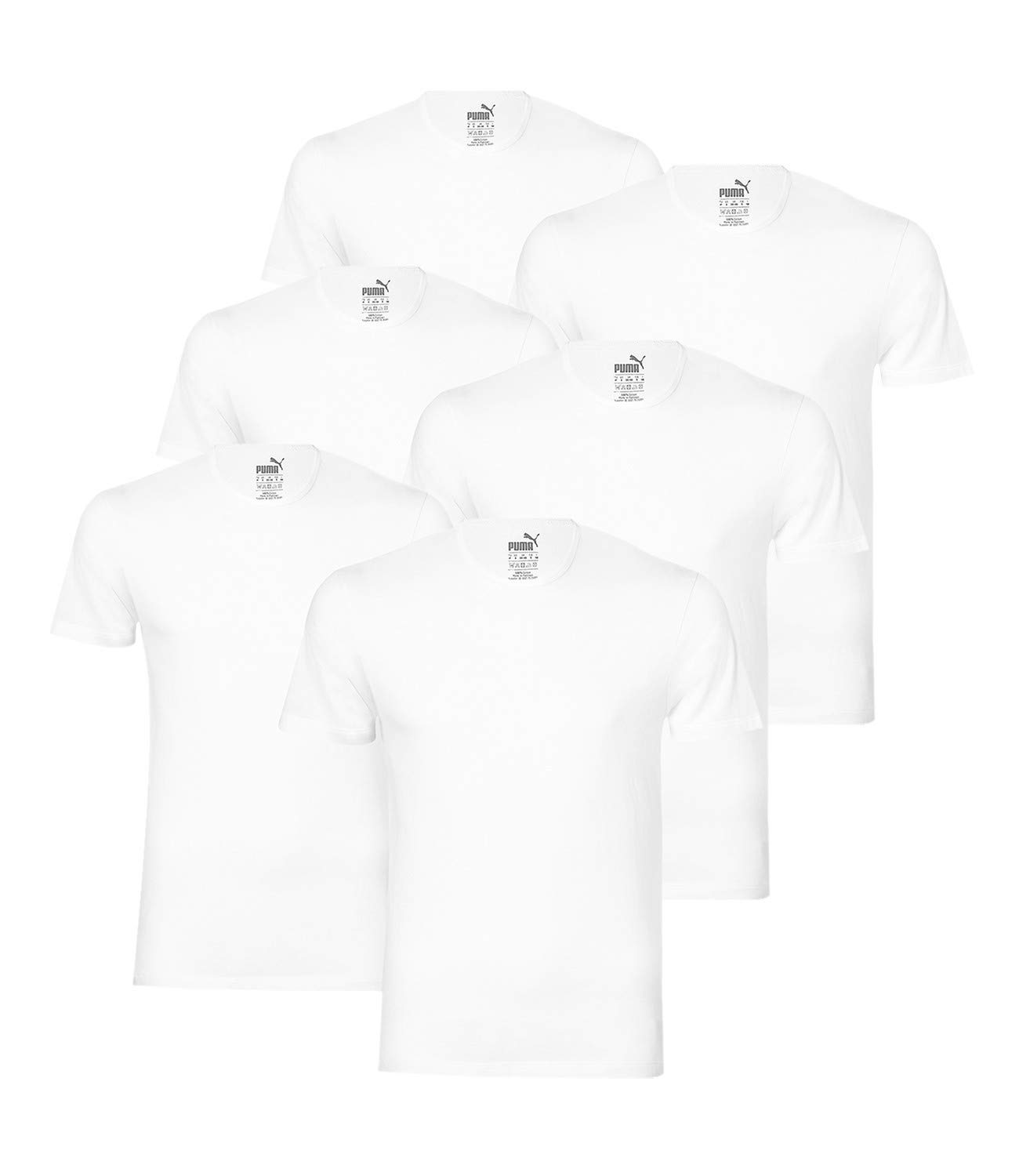 PUMA 6 er Pack Basic Crew T-Shirt Men Herren Unterhemd Rundhals