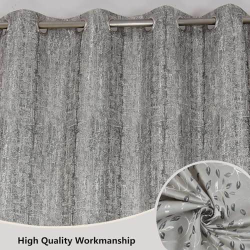 Image of FRESH FROM LOOM Grommet Room Darkening Curtains for Door 9 Feet |Big Window Curtain Premium Polyester Weaved Parda|Modern Parde for Living Room Bedroom|Jacquard Screens(Set of 3,Grey)