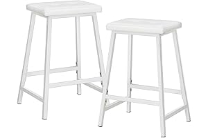 Set of 2 White Counter Stool,23.6-Inch Counter Height PU Upholstered Bar Stools
