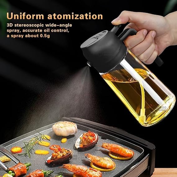 Image of RARE-ZONE 500ml Oil Sprayer and Dispenser Bottle, 2-in-1 Cooking Oil Spray and Pourer for Air Fryer, Vinegar and Kitchen Use, (Multicolor)