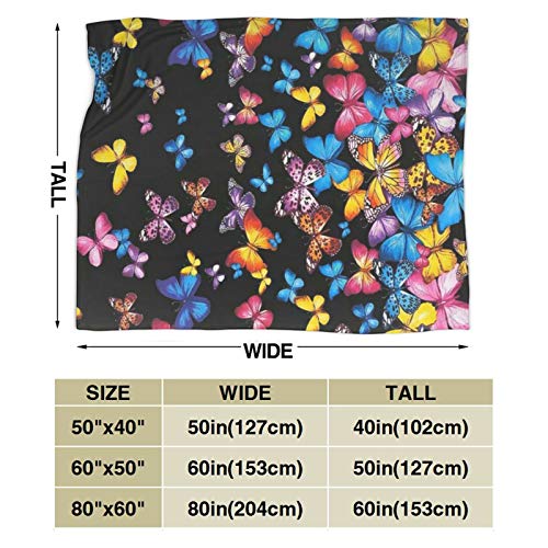 Sara Nell Ultra Soft Butterfly Blanket,Colorful Rainbow Flying Butterfly Throw Blanket Fleece Blanket,Plush Blanket For Bed And Couch,Warm Fuzzy Cozy Throws Blankets For Kids And Adults,60''X50'' #TOP2
