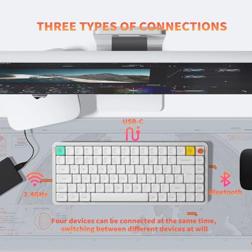 Image of nuphy Air75 V3 Hot Swappable Wireless Mechanical Keyboard, 84 Keys, 75% Customized with Button, RGB Backlight, Support Bluetooth /2.4GHz /USB-C - UK Layout