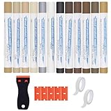 Kit complet de réparation à la cire dure : Ce kit de réparation pour bois comprend 12 bâtonnets de cire aux teintes de bois variées, 1 spatule, 5 grattoirs et 2 rouleaux de ruban de masquage. Tout le nécessaire est inclus ; aucun achat supplémentaire n'est requis. Le mastic à bois est très résistant, anti-rayures, hydrofuge et durable.