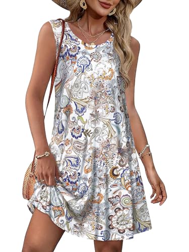 Summer Dresses for Women Beach Boho Sleeveless Vintage Floral Flowy