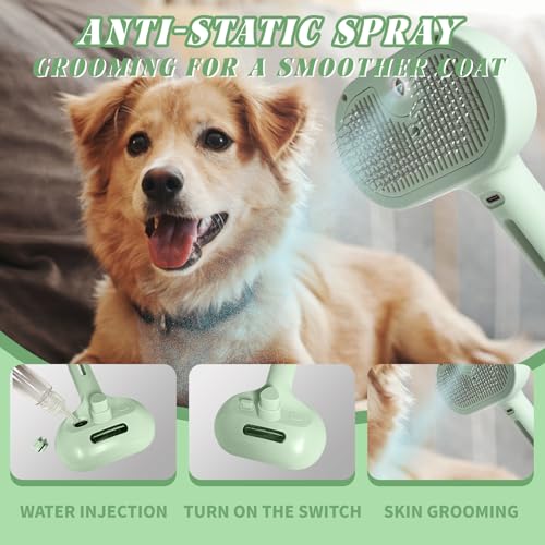 Image of Self-Cleaning Spray Cat Brush for Shedding, Removes Static Flying Hair, and Works Wonders for Both Long and Short-Haired Pets 2 In 1 Cleaning Brush for Cats And Dogs Grooming