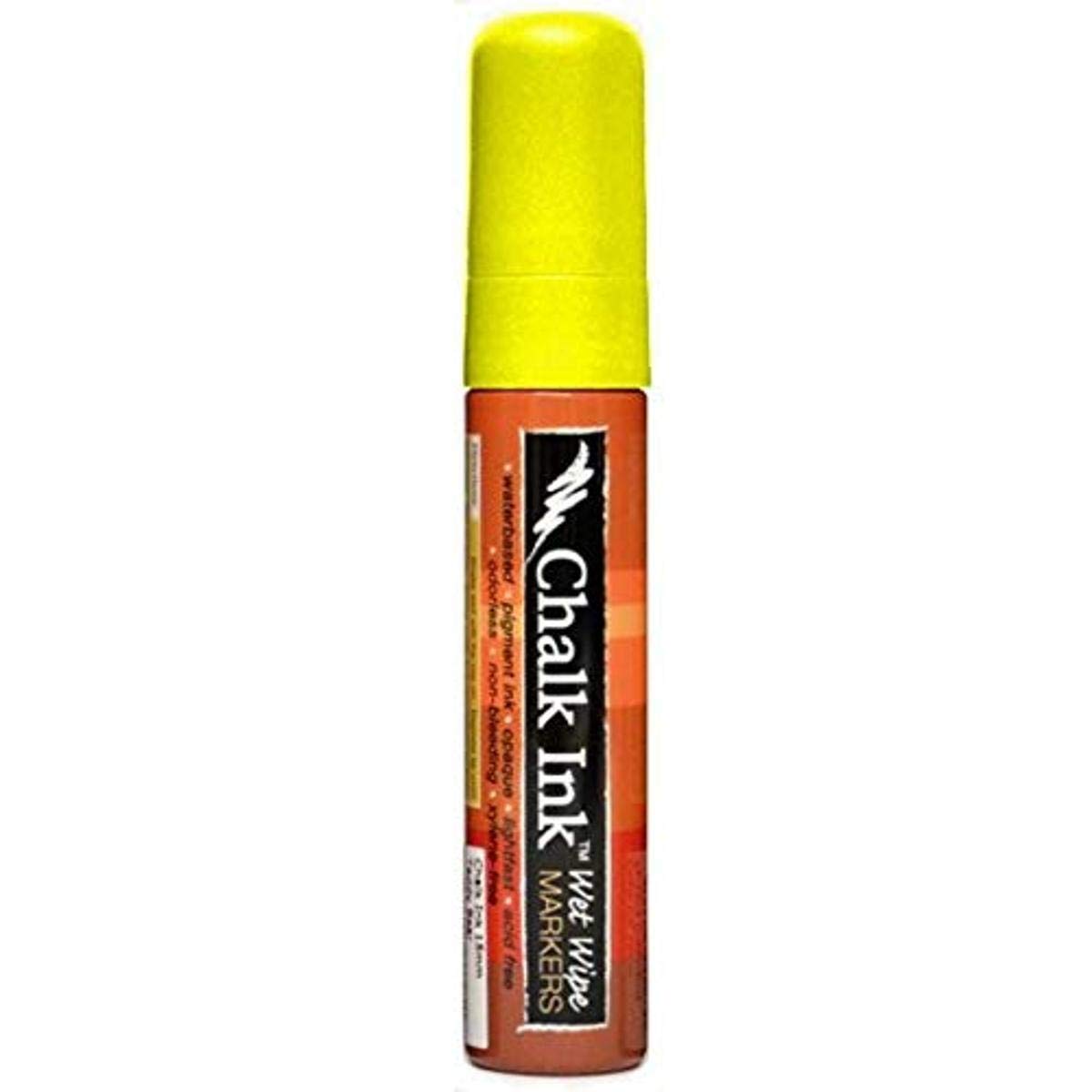 Chalk Ink Bold Wet Wipe Marker, 15 mm, Firefly Yellow