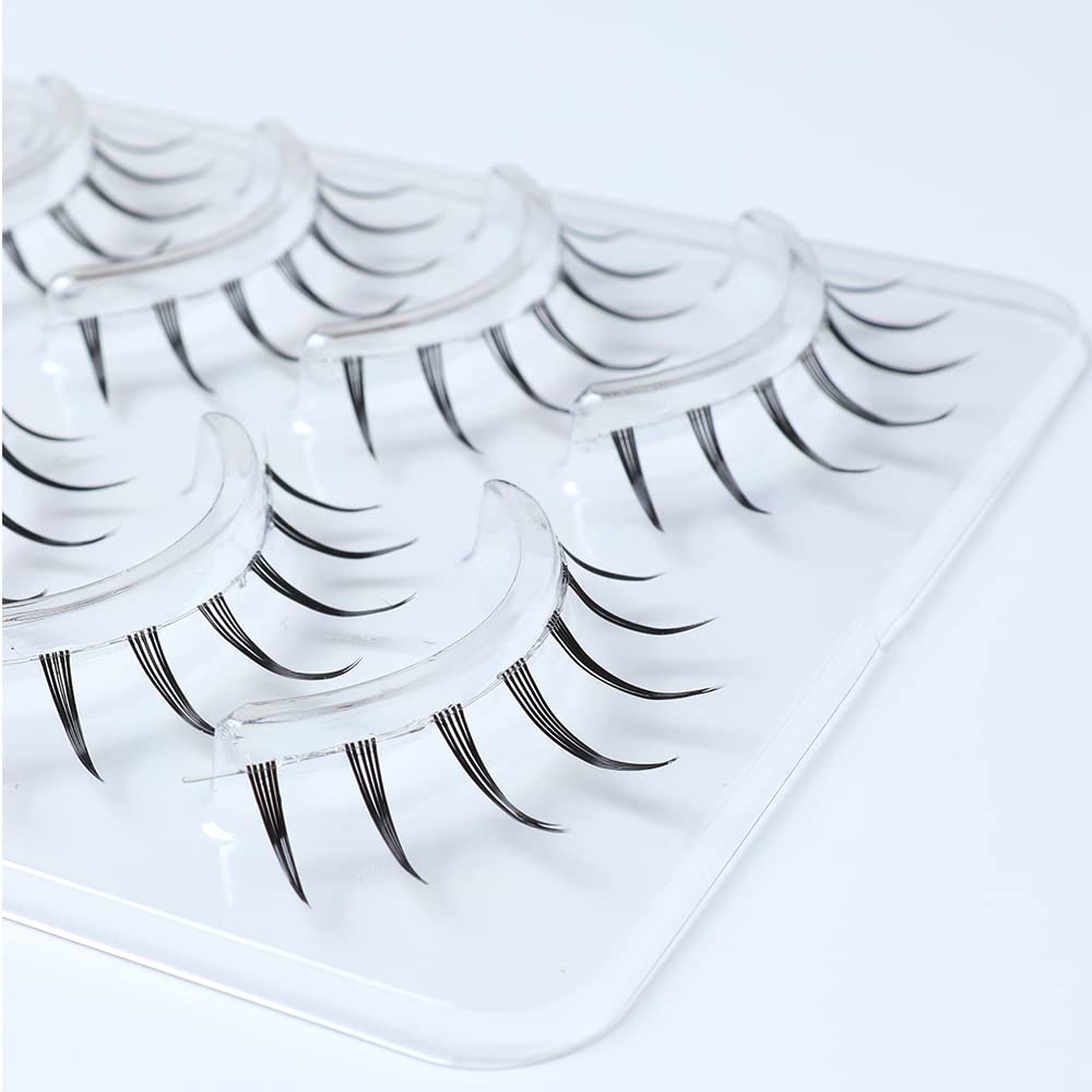 Emotao Japanese Style False Eyelashes Makeup Manga Lashes Cosplay Anime Eyelash Lashes Doll Eye Natural 5 Pairs Asian False Eyelashes Pack Look Like Individual (manga lashes（M9-01）)