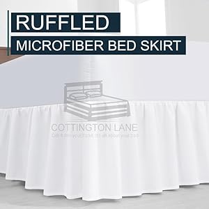 Ruffled bed skirt queen size with split corner white dust ruffle queen 15 inch drop bed skirt hotel quality ruffles bed skirt with platform three side coverage easy fit made brushed microfiber  urban country home decor