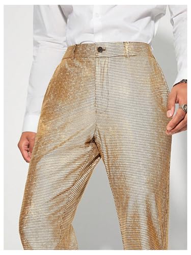 Floerns Men's Metallic Glitter Wide Leg Trousers Performance Shiny Disco Pants2