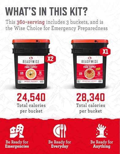 ReadyWise Emergency Food Supply - 360 Servings, 3 Buckets, Freeze Dried & Dehydrated Package of Long Term Meals, Survival Kit for Camping, Prepper Food Storage Supplies, up to 25 Year Shelf Life - Image 4