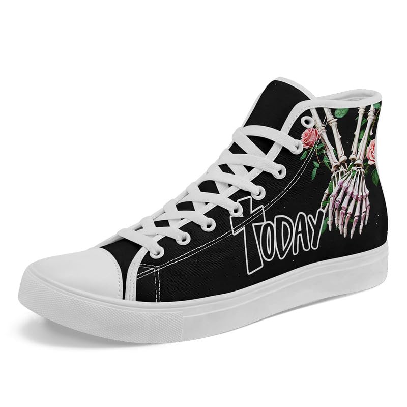Womens Graffiti Black High Top Fashion Sneakers Canvas Shoes Classic Lace Up Walking Tennis Casual Skateboarding Sports Shoes