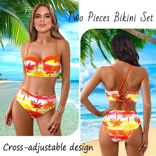 Matching Swimsuit for Couples,Women Two Piece Bathing Suit Bikini Set Mens Swimtrunks Couples Matching Swimwear3