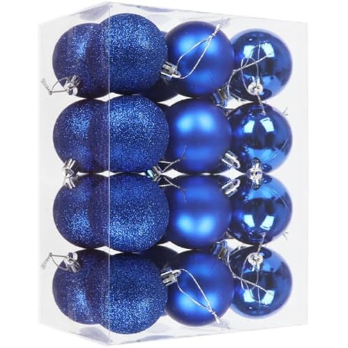 GESDYO Christbaumkugeln Set Blau 3cm, 24 Stücke Kunststoff...