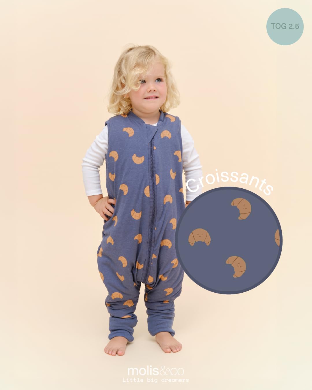 molis&co - Baby Schlafsack mit Füßen und Socke - Ideal für den Winter - Babyschlafsack mit Beinen 2,5 tog - 100% Baumwolle (Oeko-TEX 100), Premium Qualität