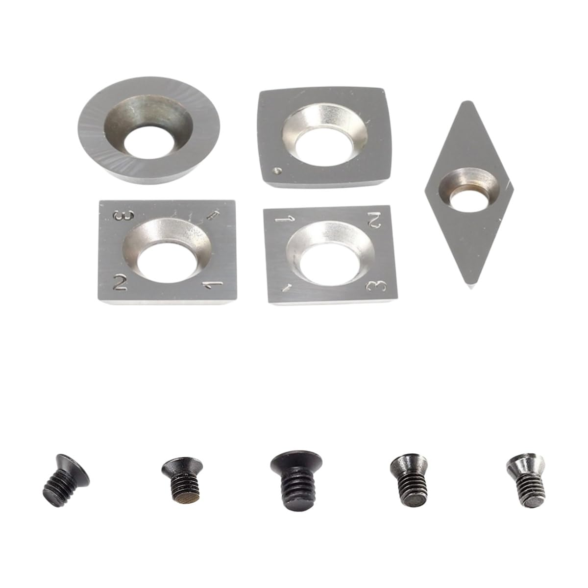 10pcs/Set Carbide Cutter Inserts with Screw for Wood Turning, Diamond Shape Radius Round Square Blade